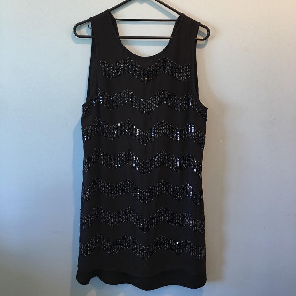 black sequin tank dress
