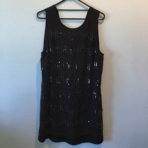 black sequin tank dress