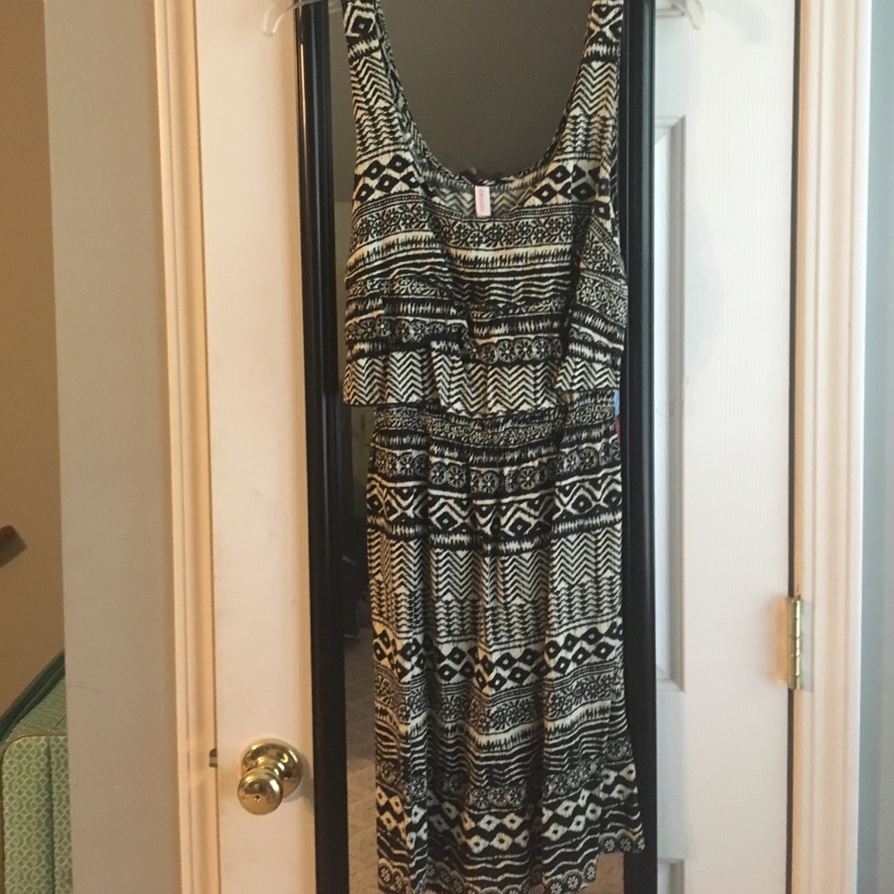 Black and Tan tribal print dress
