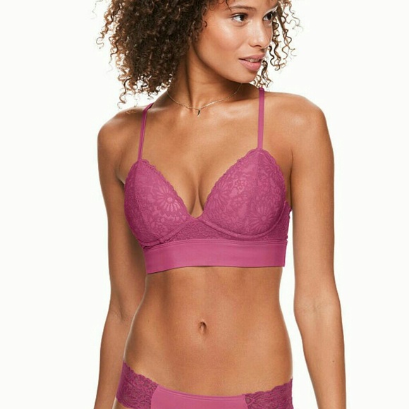 PINK lace lightly lined triangle bralette size med - Picture 4 of 4