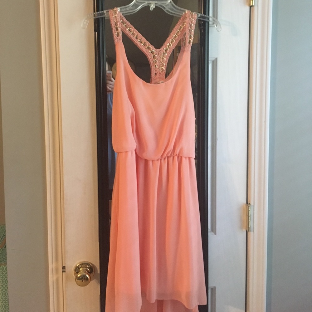 Coral hi-lo dress