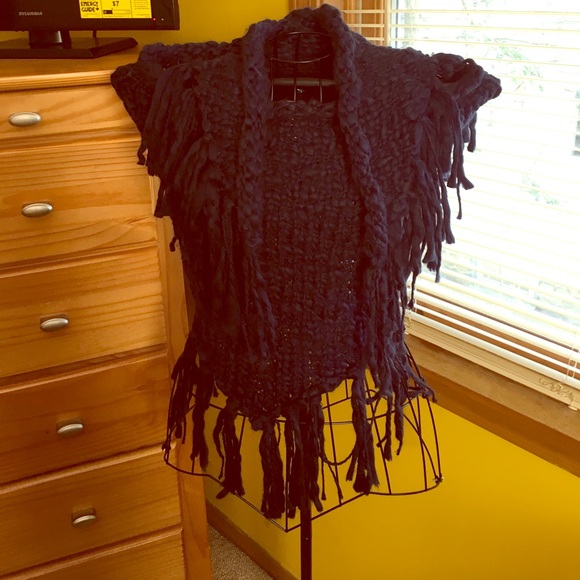 Indigo blue Fringe multiple uses scarf - Picture 1 of 5