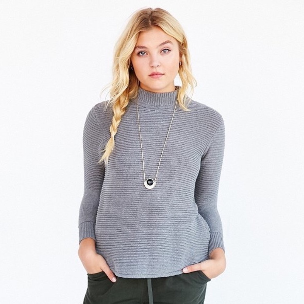 UNIF Gray Double Zip Waffle-Knit Sweater