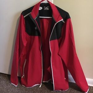 Red men's UA zip up jacket