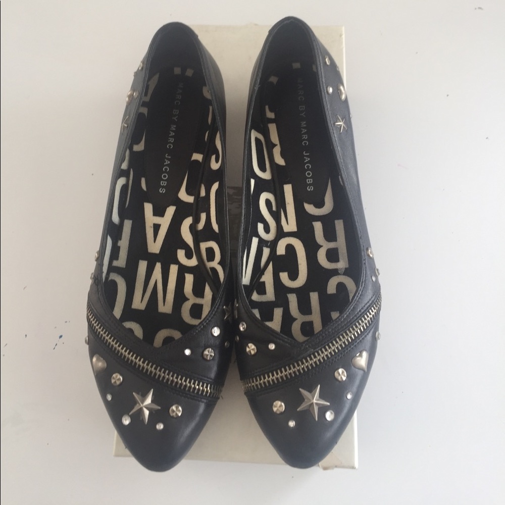 Marc Jacobs Black Studded Flats