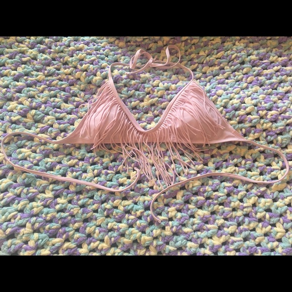 💕 Pink bikini top size S with fringe - Picture 2 of 2