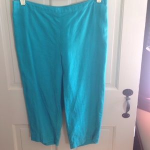Chico's green linen crop capris size 2(size 12)