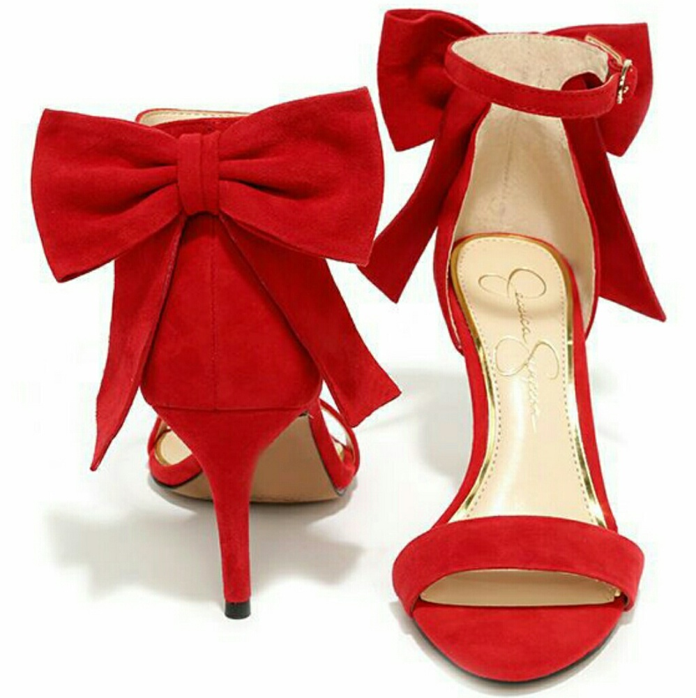 Jessica Simpson Red Bow Back Shoes-new no box