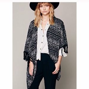 Black and White Fringe Kimono