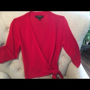 Ann Taylor Loft Red Faux Wrap Sweater