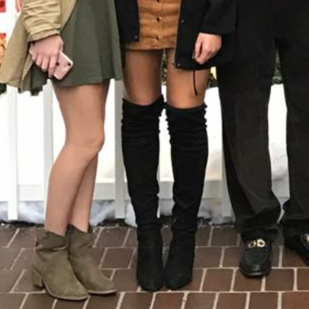 Black over the knee thigh high suede boots
