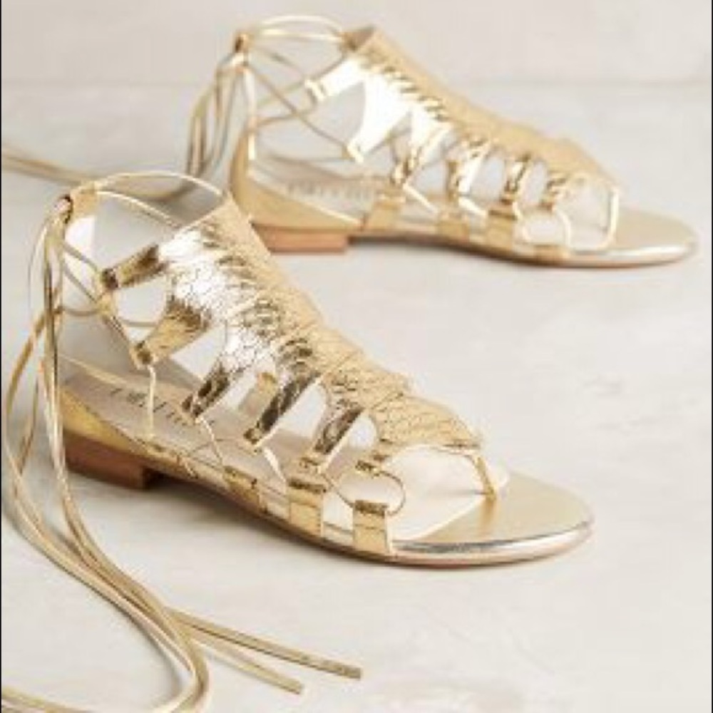 gold anthropologie gladiator sandals