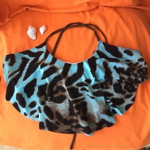 2 Piece Reversible Bikini Bottom Crop Halter Print