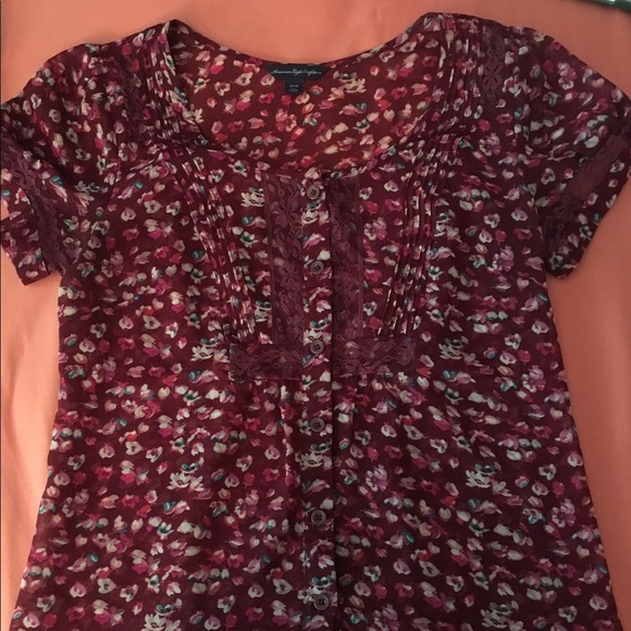 Maroon floral blouse - Picture 1 of 1