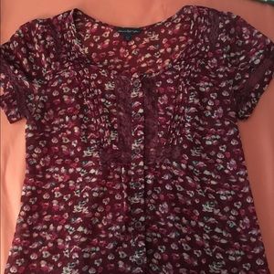 Maroon floral blouse