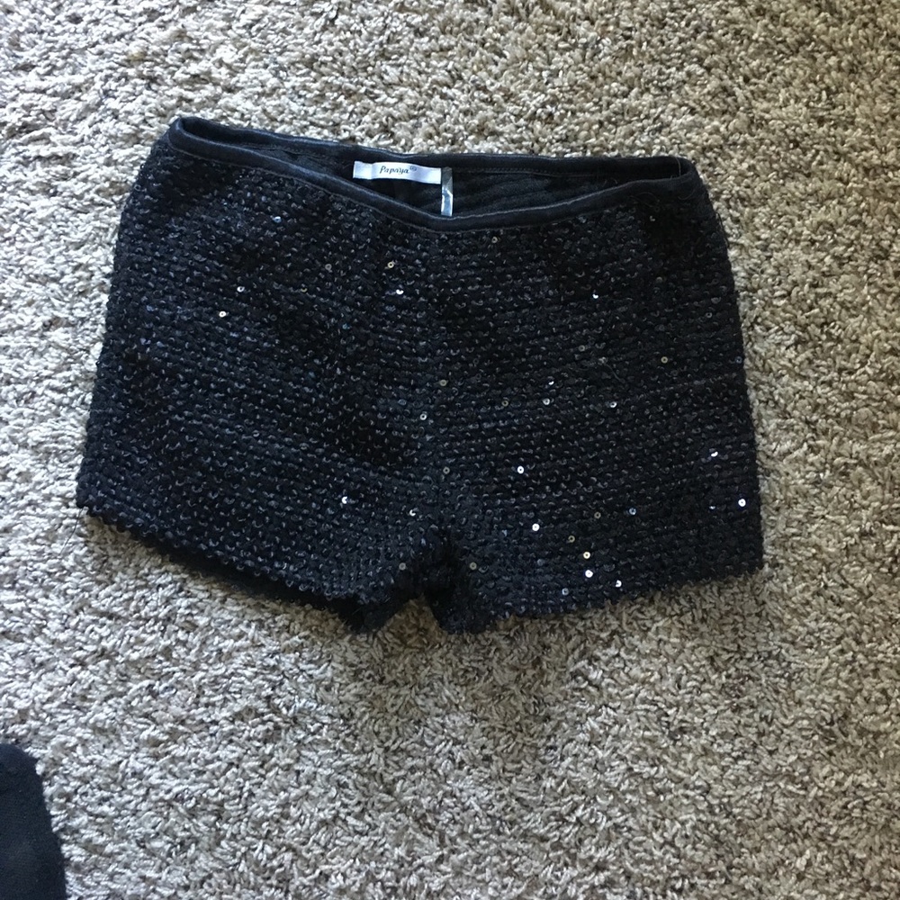 Sequined black shorts