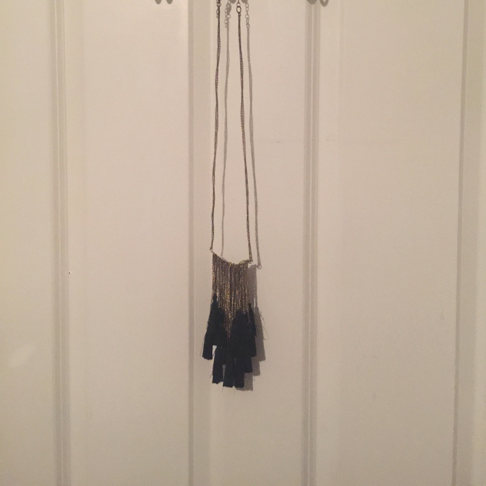 Gold and black tassel necklace!!