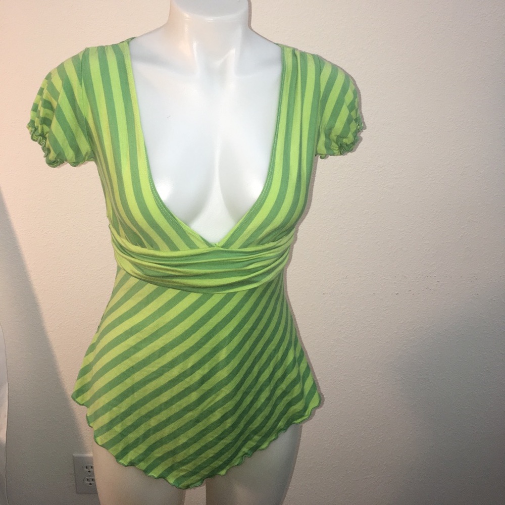 Neon stripe asymmetrical shirt
