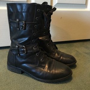 black combat boots