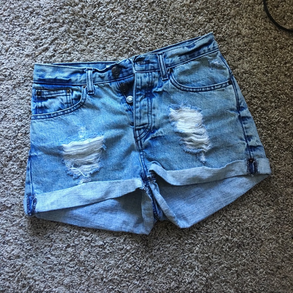 Ripped jean shorts