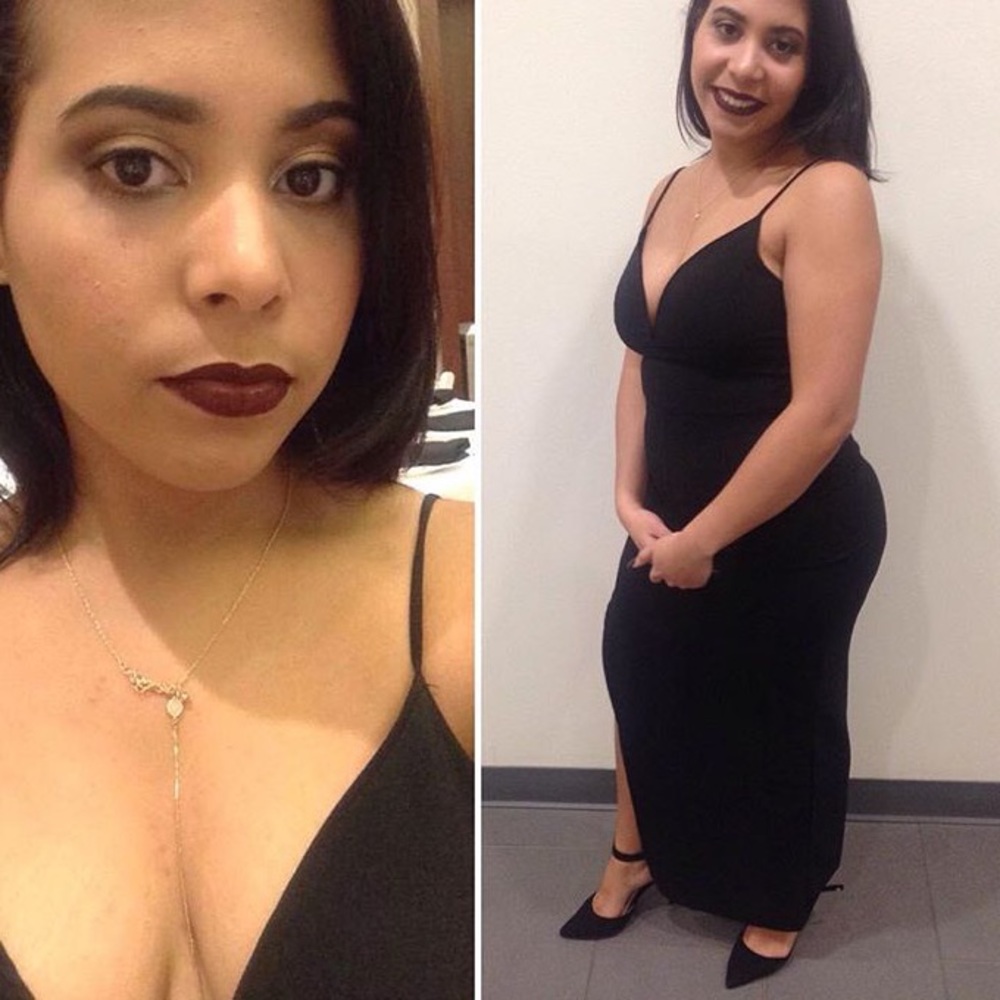 Black slit dress