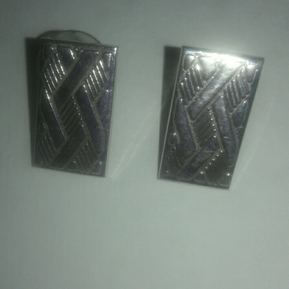 Handcrafted sterling silver post earrings tribal