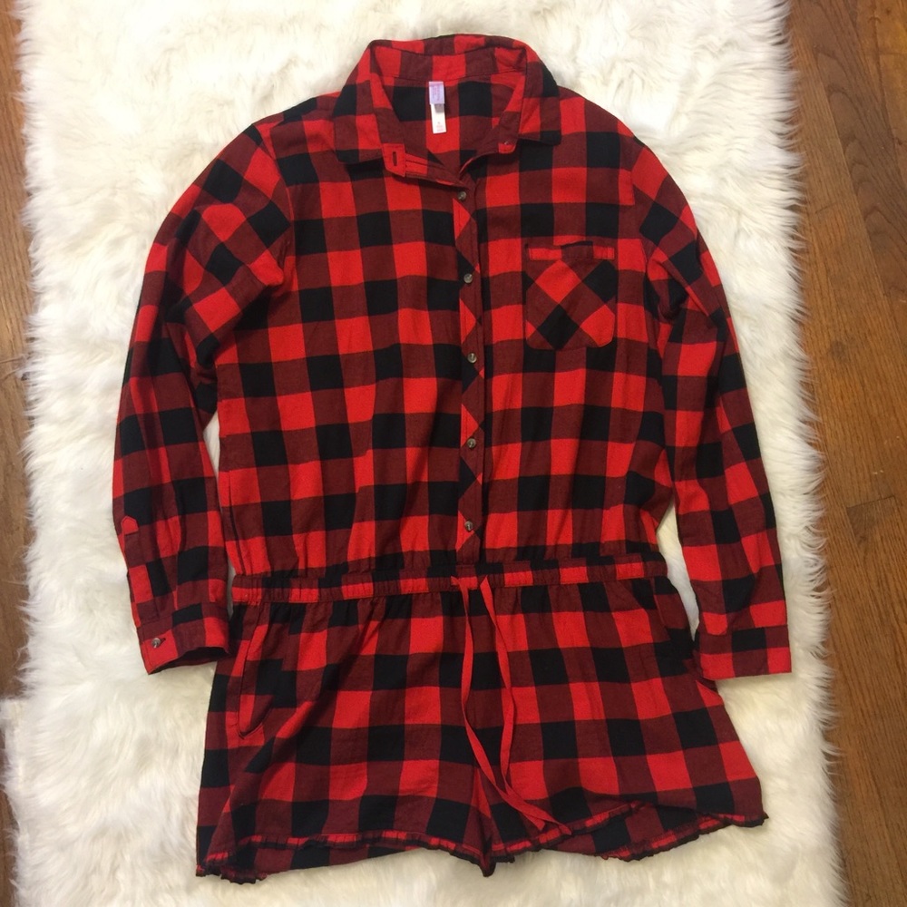 XL Pajama Sleep Romper Plaid Flannel Xhilaration