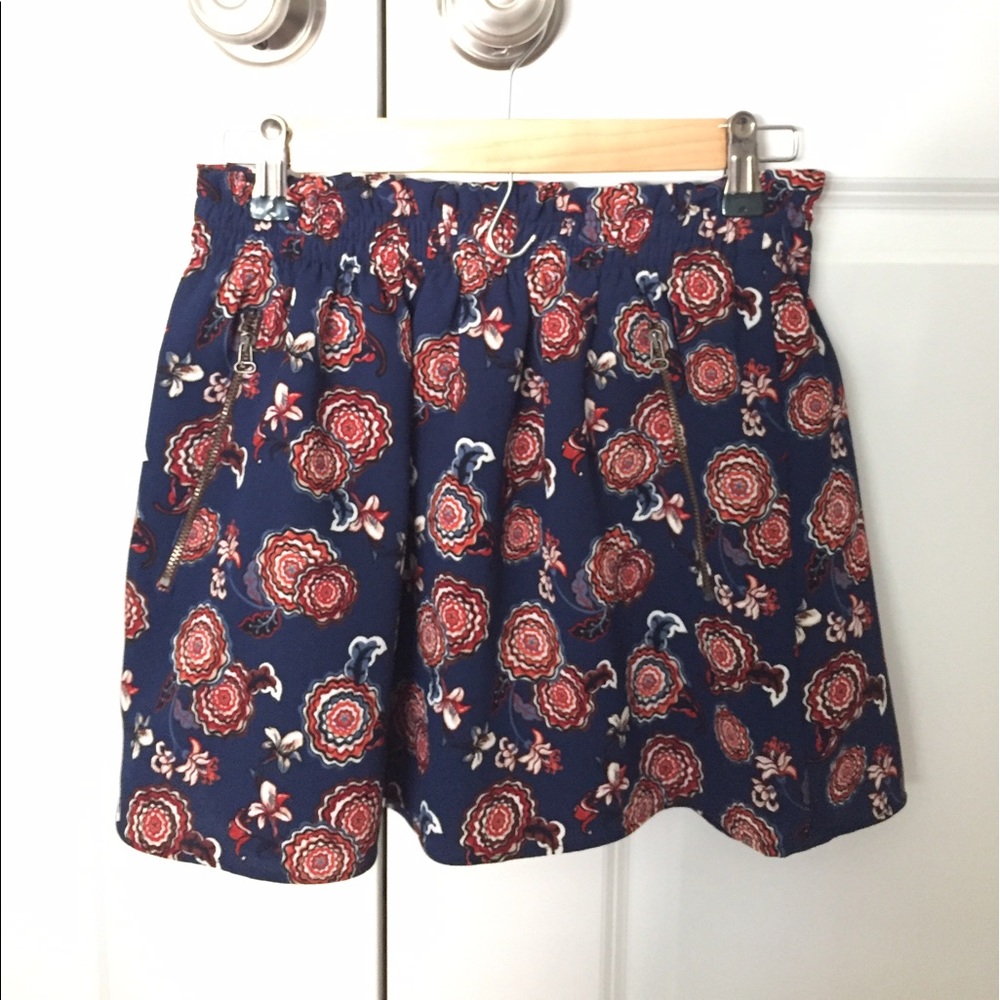 ZARA navy blue floral skirt