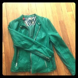 green leather jacket