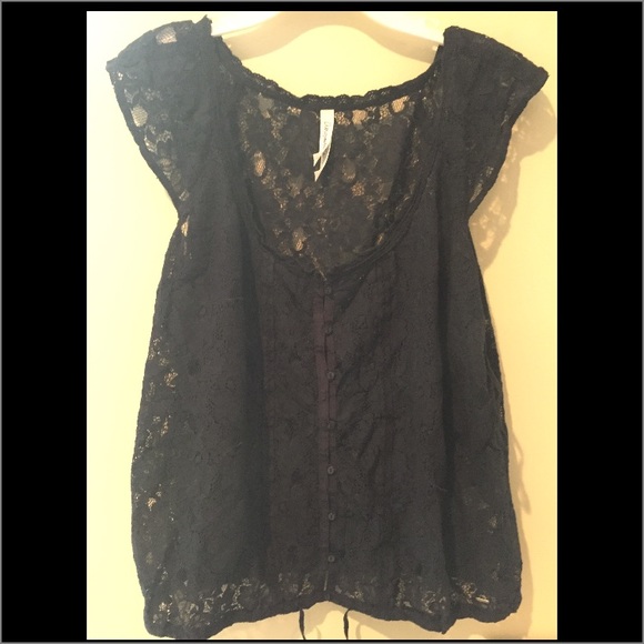 Navy Blue lace shirt - Picture 1 of 2