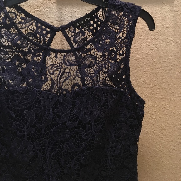 Navy, lace cutout dress - Picture 2 of 3