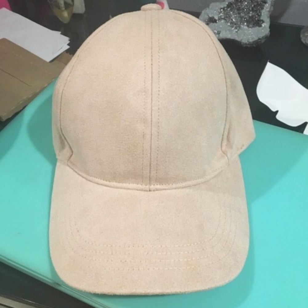 Pink suede baseball hat