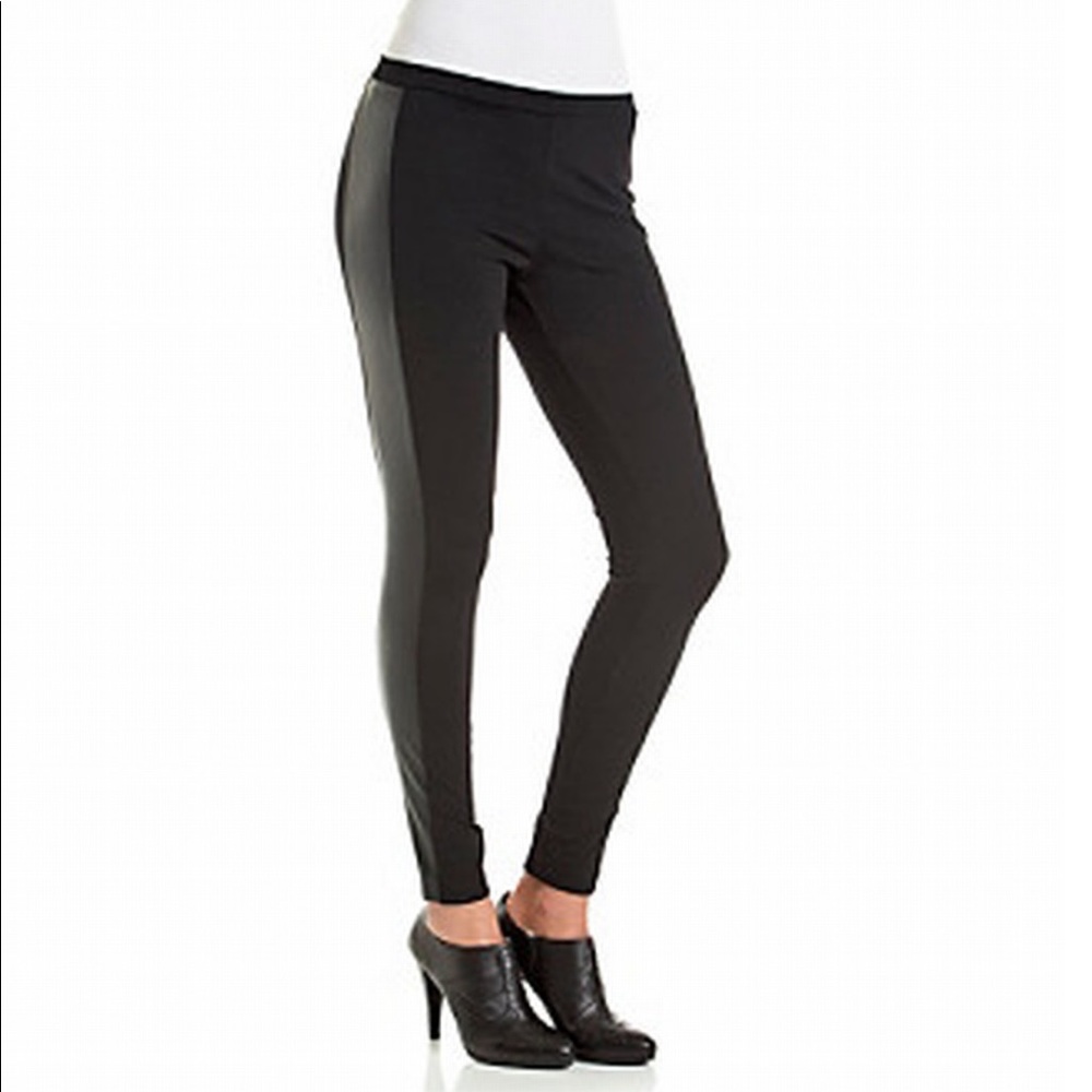 Two by Vince Camuto Faux Leather Trim Leggings XS