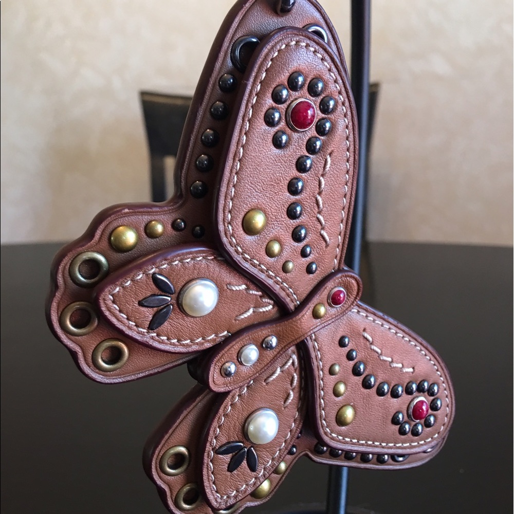 Studded Leather Butterfly Bag Charm/fob
# 58996