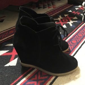 Suede wedge booties!