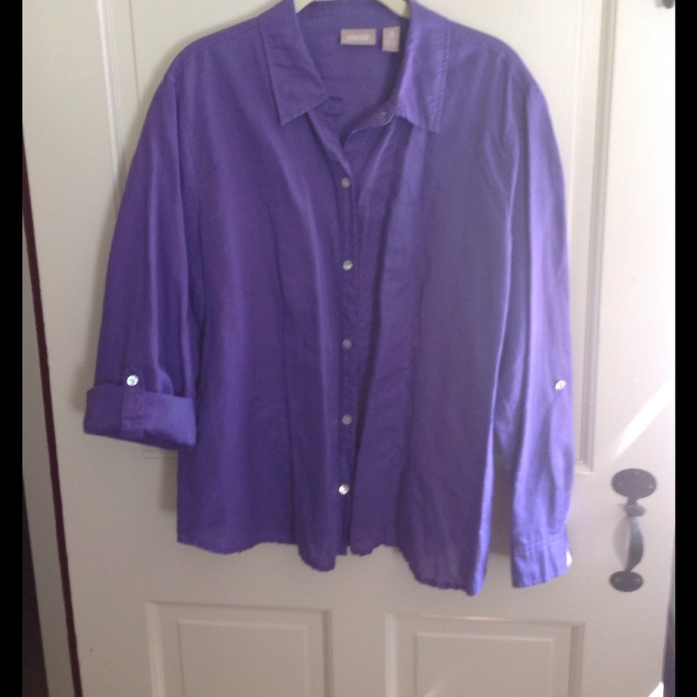 Chico's sz 3 (XL 16) purple linen/cotton blouse