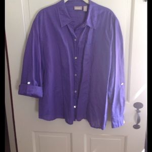 Chico's sz 3 (XL 16) purple linen/cotton blouse