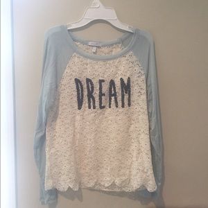 "DREAM" lace shirt with sleeves