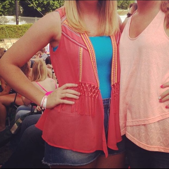 Patterned, fringed, tank top - Picture 1 of 1