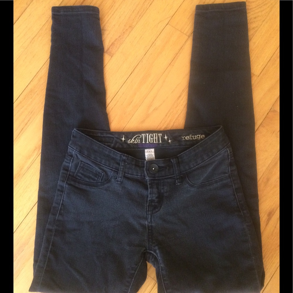 REFUGE BLACK SKIN TIGHT STRETCH DENIM LEGGINGS