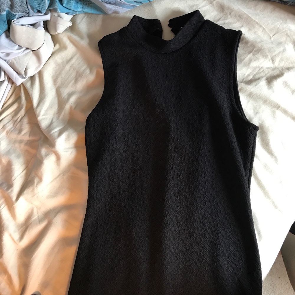 Black turtle neck tight dress