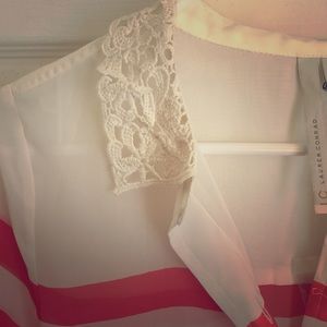 NWT Coral and cream striped blouse