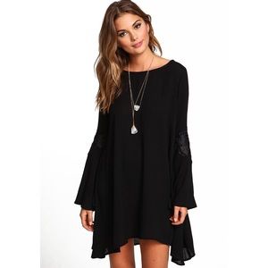 Black Bell Sleeves Cocktail Dress