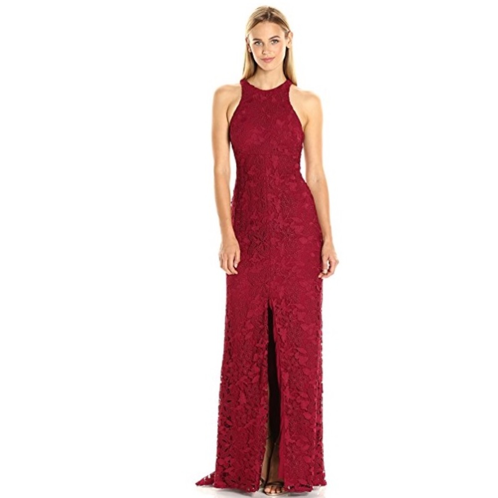 SALE!!Vera wang front slit deep red gown size 14