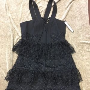 Tahari Black Lace Fit and Flare Dress