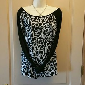Torrid black and white LOVE long sleeved top