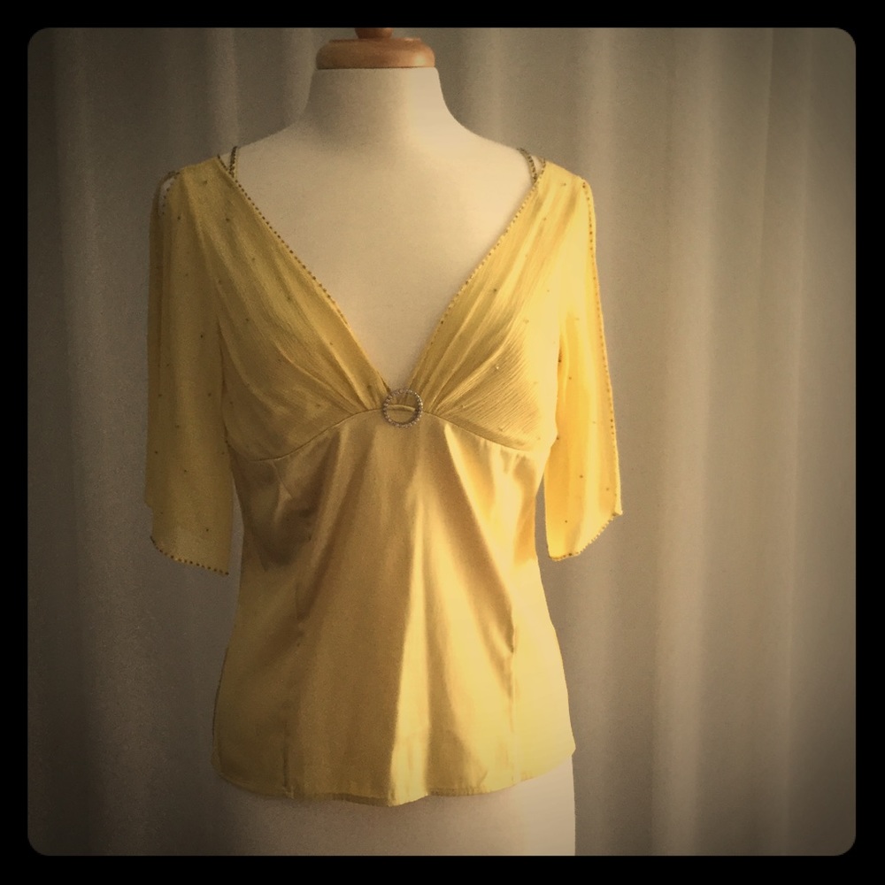 Yellow top with slight beading....super sexy