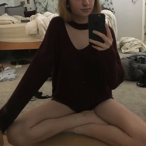 Maroon choker sweater