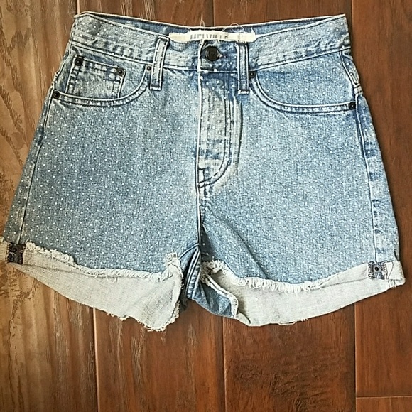 Brandy Melville high waist polka dot jean shorts - Picture 1 of 4