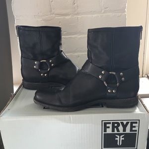 Frye Phillip Harness Black Boots
